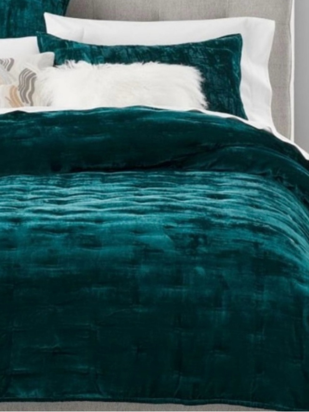WEST ELM LUSH VELVET QUILT BOTANICAL GARDEN